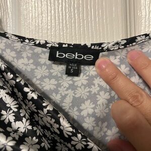 Bebe Black and White Floral Slip Dress